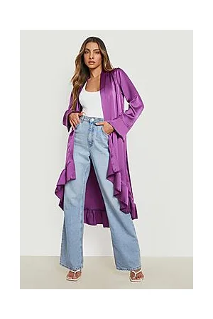 Boohoo Satin Ruffle Hem Kimono