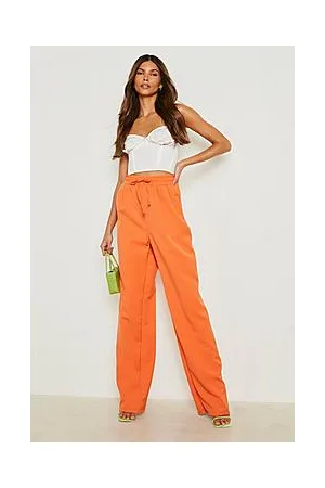 Boohoo Tie Waist Wide Leg Work Trousers