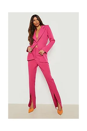 Boohoo Split Hem Slim Fit Tailored Trousers