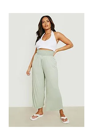 Boohoo Plus Shirred Waist Jersey Culotte Trouser