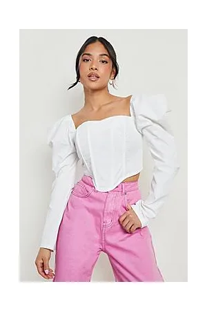 Boohoo Petite Volume Sleeve Cotton Corset Top