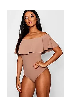 Boohoo Crepe Frill Bardot Bodysuit