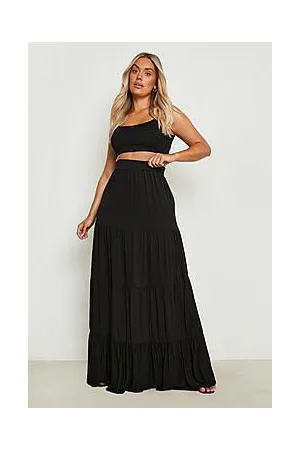 Boohoo Plus Tiered Jersey Maxi Skirt