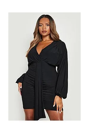 Boohoo Plus Slinky Plunge Drape Mini Dress
