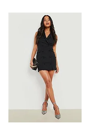Boohoo Petite Collar Sleeveless Pocket Blazer Dress