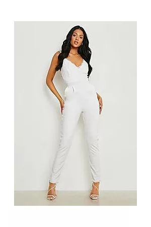 Boohoo Tall Strappy Lace Tapered Leg Jumpsuit