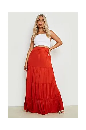 Boohoo Plus Tiered Jersey Maxi Skirt