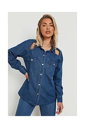 Boohoo Cut Out Oversized Denim Shirt