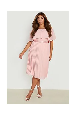 Boohoo Plus Chiffon Pleated Mix And Match Midi Skirt