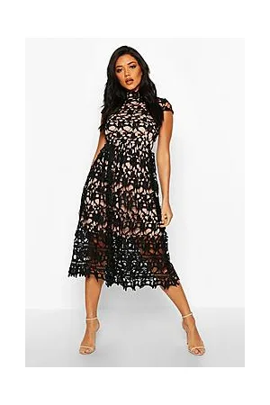 Boohoo Boutique Lace Midi Skater Bridesmaid Dress