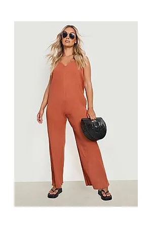 Boohoo Plus Cheesecloth Strappy Trapeze Jumpsuit