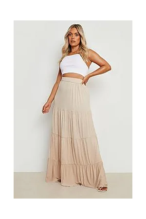 Boohoo Plus Tiered Jersey Maxi Skirt