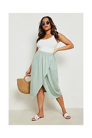 Boohoo Plus Jersey Wrap Midi Skirt