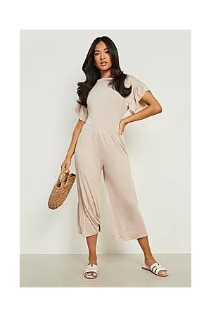 Boohoo Petite Ruffle Sleeve Culotte Jumpsuit