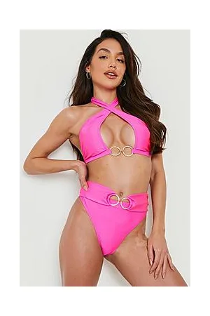 Boohoo Diamante O-rings High Waisted Bikini Brief