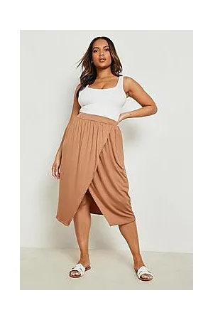 Boohoo Plus Jersey Wrap Midi Skirt
