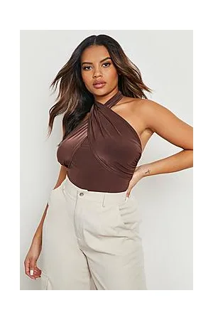 Boohoo Plus Slinky Wrap Front Bodysuit