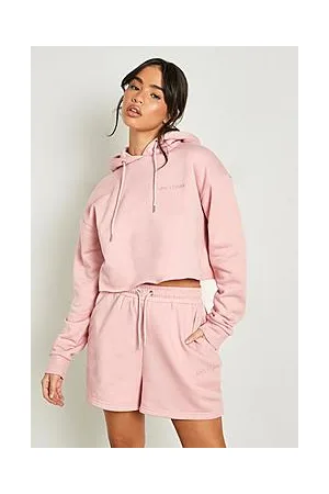 Boohoo Crop Hoodie Short Tracksuit with REEL cotton