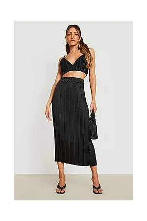 Boohoo Satin Pleated Midaxi Skirt