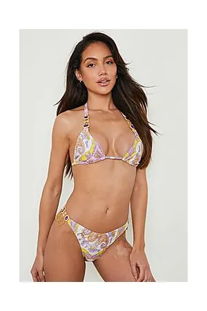 Boohoo Paisley Diamante Trim Triangle Bikini Top