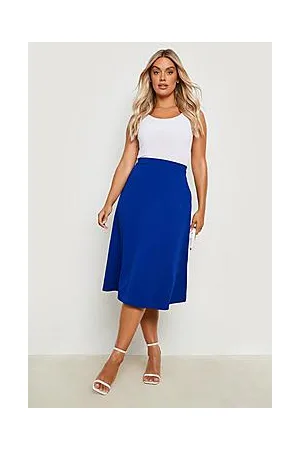 Boohoo Plus Scuba Crepe Midi Skater Skirt