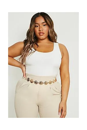 Boohoo Plus Hammered Metal Circle Chain Belt