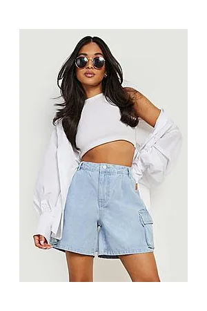 Boohoo Petite Cargo Pocket Denim Shorts