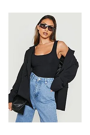Boohoo Square Neck Texture Ripple Rib Bodysuit
