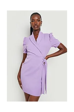 Boohoo Puff Sleeve Belted Shirt Dress