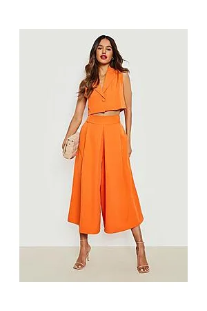 Boohoo Pleat Front Wide Leg Tailored Culottes