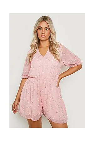Boohoo Plus Woven Dobby Ditsy Floral Playsuit