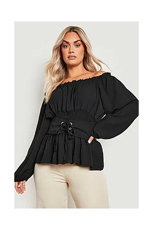 Boohoo Plus Bardot Corset Detail Top