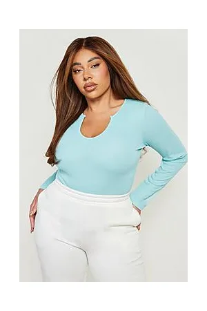 Boohoo Plus Rib Notch Neck Bodysuit