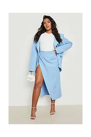 Boohoo Plus Split Front Tailored Midi Skirt