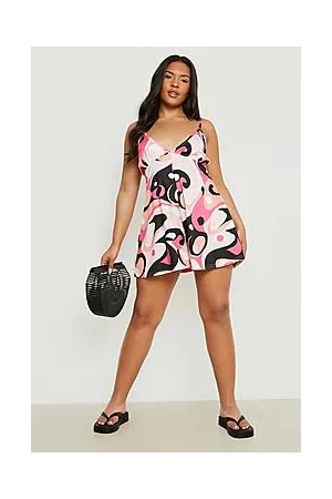 Boohoo Plus Abstract Print Flippy Playsuit