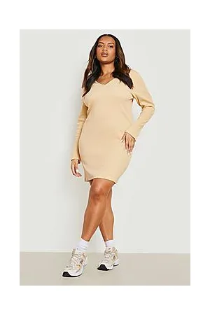 Boohoo Plus Knitted Rib Polo Dress