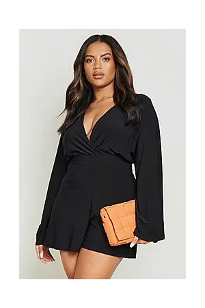 Boohoo Plus Slinky Flared Sleeve Playsuit