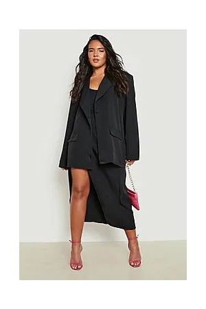 Boohoo Plus Split Front Tailored Midi Skirt