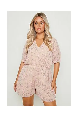 Boohoo Plus Woven Dobby Ditsy Floral Playsuit