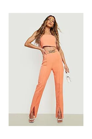 Boohoo Chain Detail Split Leg Slim Fit Trousers