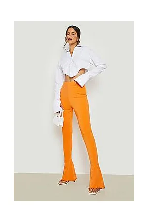 Boohoo Lettuce Hem Rib Skinny Kick Flare Trouser