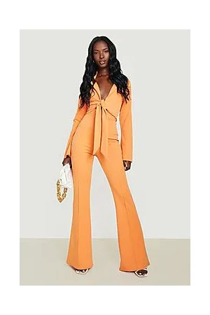 Boohoo Flared Sleeve Knot Blazer & Flared Trousers