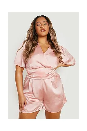 Boohoo Plus Satin Angel Sleeve Playsuit