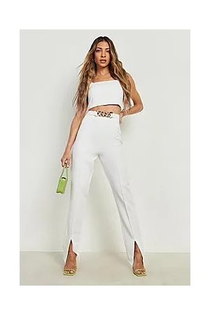 Boohoo Chain Detail Split Leg Slim Fit Trousers