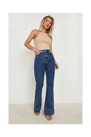 Boohoo High Waisted Flared Wide Leg Jeans