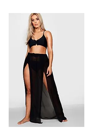 Boohoo Plus Chiffon Split Beach Maxi Skirt
