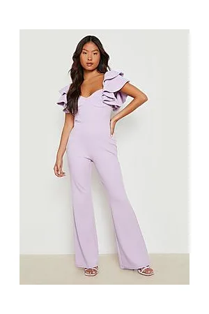 Boohoo Petite Corset Puff Sleeve Tie Back Jumpsuit