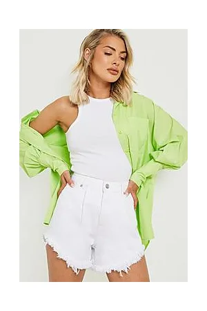 Boohoo Frayed Curved Hem Denim Shorts