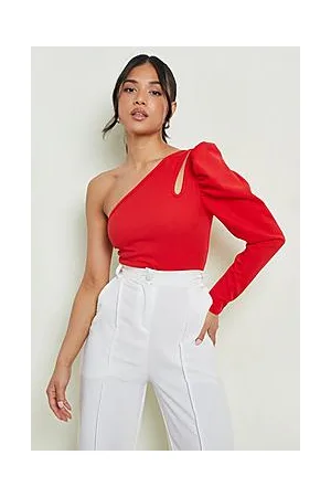 Boohoo Petite Puff Sleeve Cut Out Detail Bodysuit