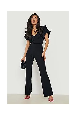 Boohoo Petite Corset Puff Sleeve Tie Back Jumpsuit